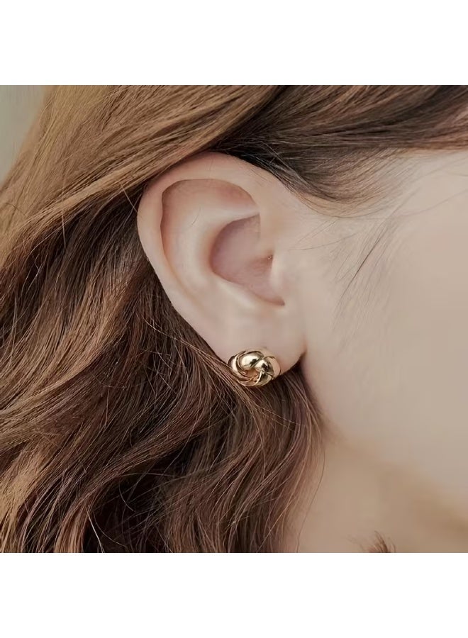 Ucanbe Minimalist Knot Stud Earrings, Small and Elegant Design, 1 Pair - Image 5
